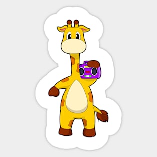 Giraffe Musician Radio Music Sticker